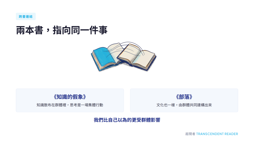 《部落》心得:讓我們分裂的本能,也能把我們凝聚起來 2 《知識的假象》與《部落》指向同一件事:前者說知識散布在群體裡、思考是一場集體行動,後者說文化也一樣由群體共同建構出來