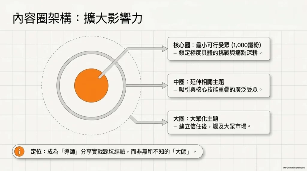 《一個週末!打造千萬事業》讀後心得:任何人都能執行的創業公式 12 一週週末!打造千萬事業_內容圈架構_擴大影響力同心圓